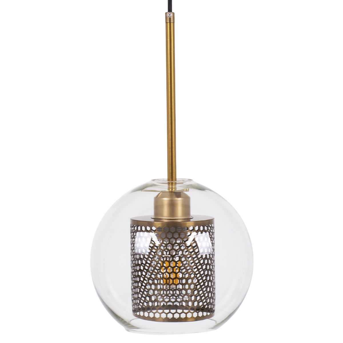LEDTM® AVERY 00739 Μοντέρνο Κρεμαστό Φωτιστικό Οροφής με Ντουί 1 x E27 AC 220-240V IP20 - Διάφανο & Χρυσό - Μ18 x Π18 x Υ38cm - Image 5