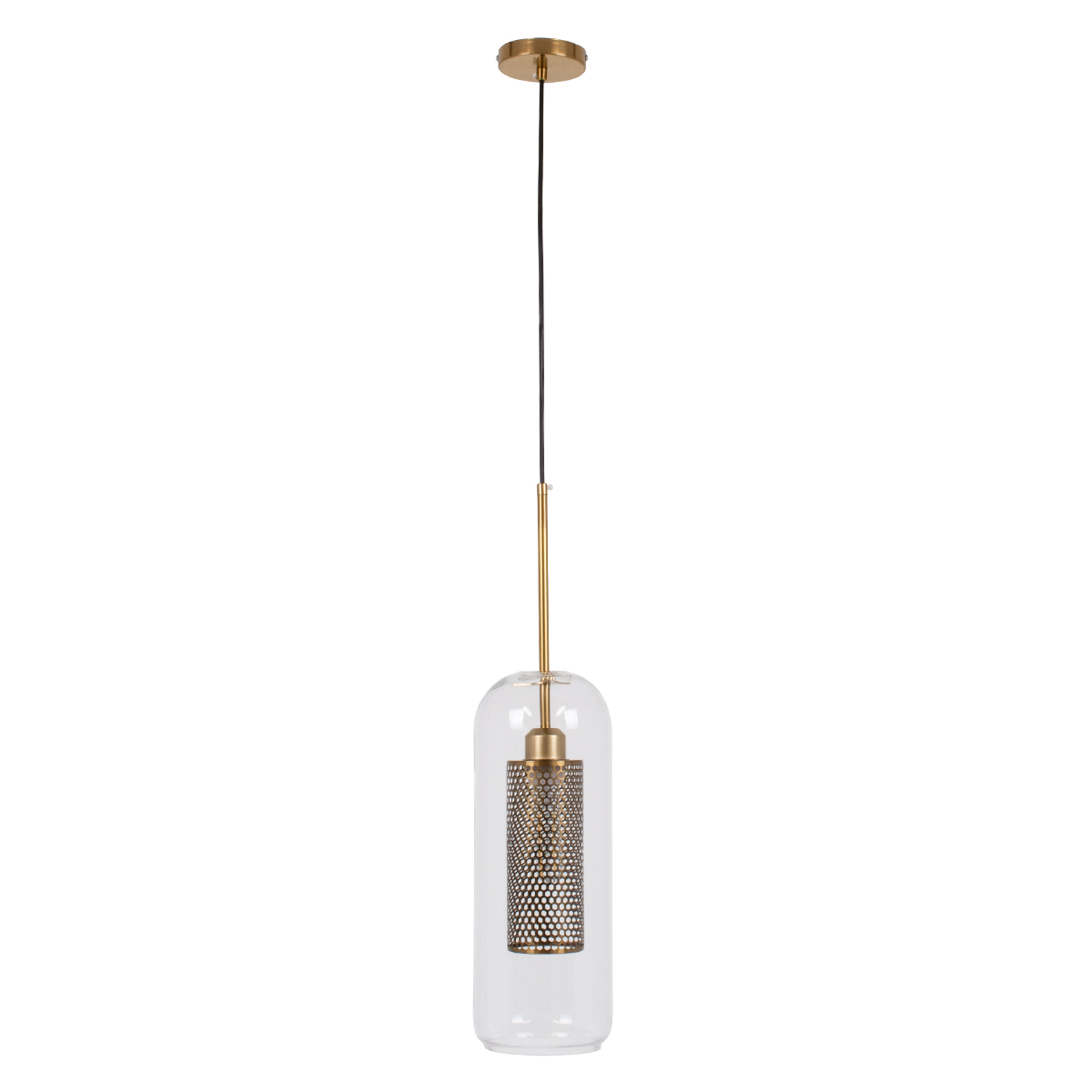 LEDTM® AVERY 00741 Μοντέρνο Κρεμαστό Φωτιστικό Οροφής με Ντουί 1 x E27 AC 220-240V IP20 - Διάφανο & Χρυσό - Μ15 x Π15 x Υ60cm - Image 4