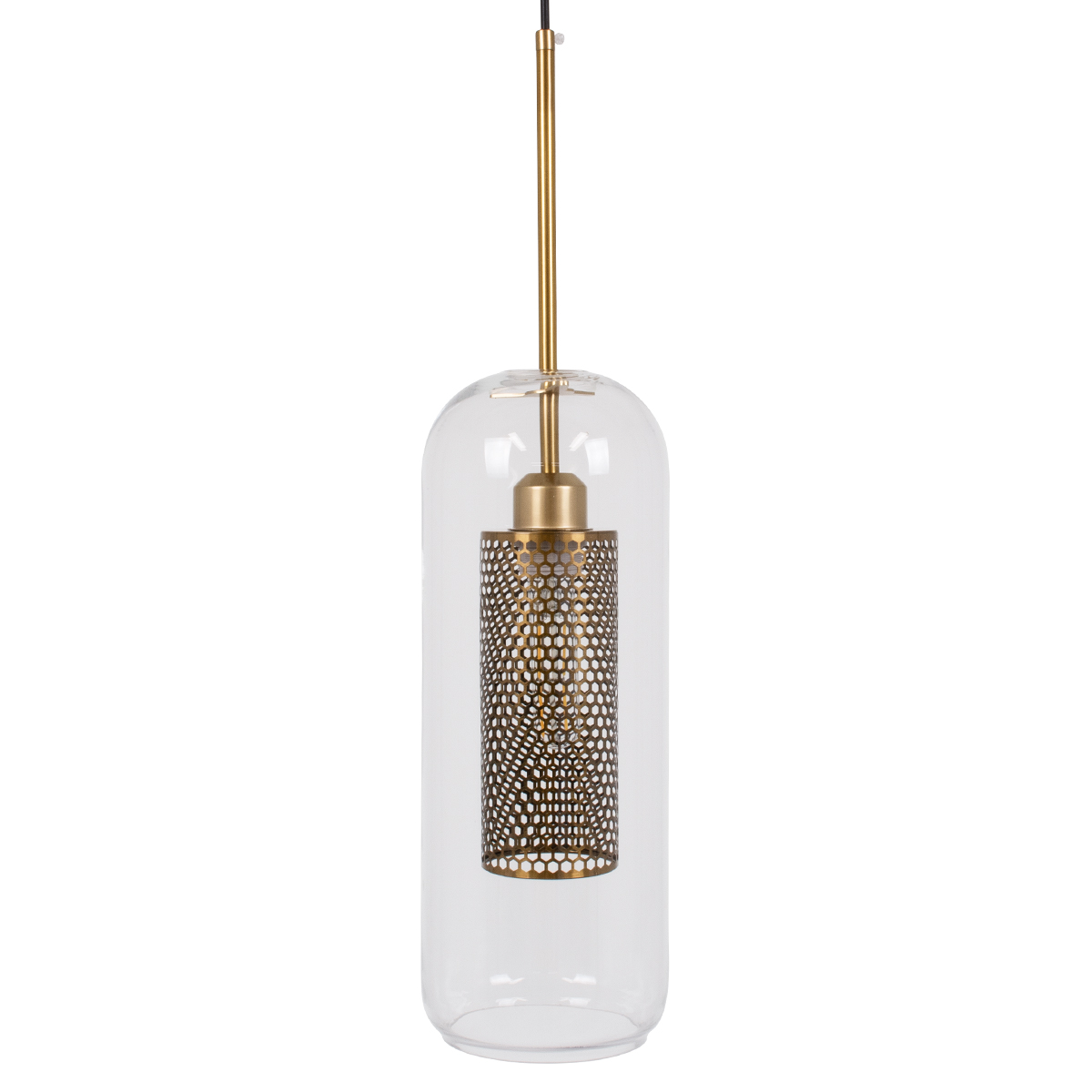 LEDTM® AVERY 00741 Μοντέρνο Κρεμαστό Φωτιστικό Οροφής με Ντουί 1 x E27 AC 220-240V IP20 - Διάφανο & Χρυσό - Μ15 x Π15 x Υ60cm - Image 5