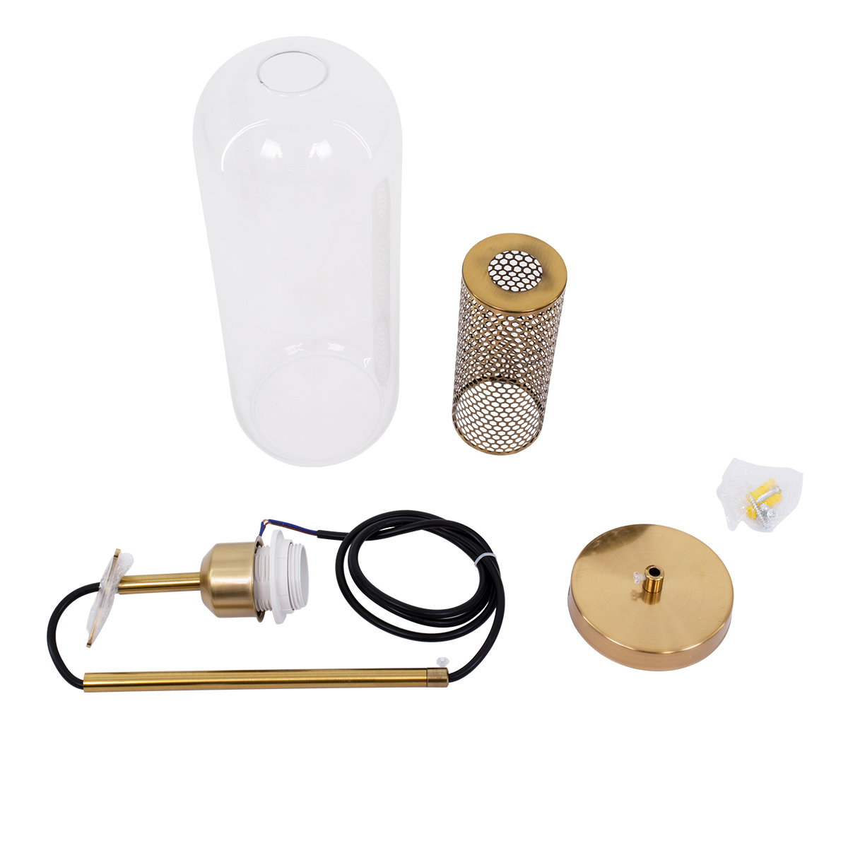 LEDTM® AVERY 00741 Μοντέρνο Κρεμαστό Φωτιστικό Οροφής με Ντουί 1 x E27 AC 220-240V IP20 - Διάφανο & Χρυσό - Μ15 x Π15 x Υ60cm - Image 10