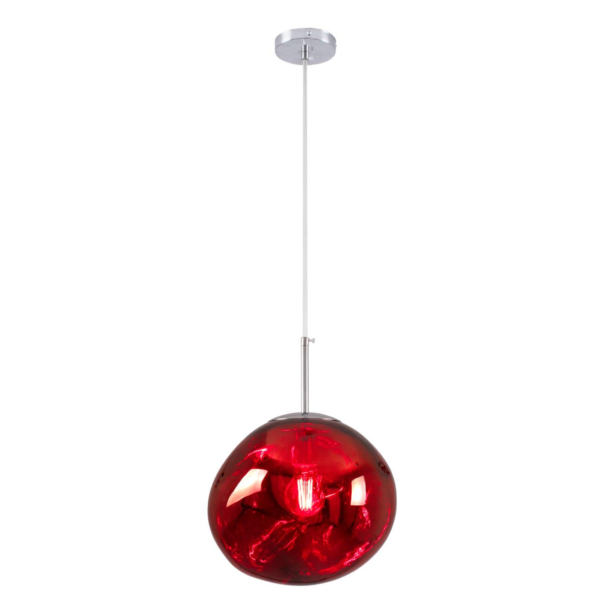 LEDTM® DIXAR 00762 Μοντέρνο Κρεμαστό Φωτιστικό Οροφής με Ντουί 1 x E27 AC 220-240V IP20 - Κόκκινο & Ασημί - Μ28 x Π28 x Υ40cm - Image 3