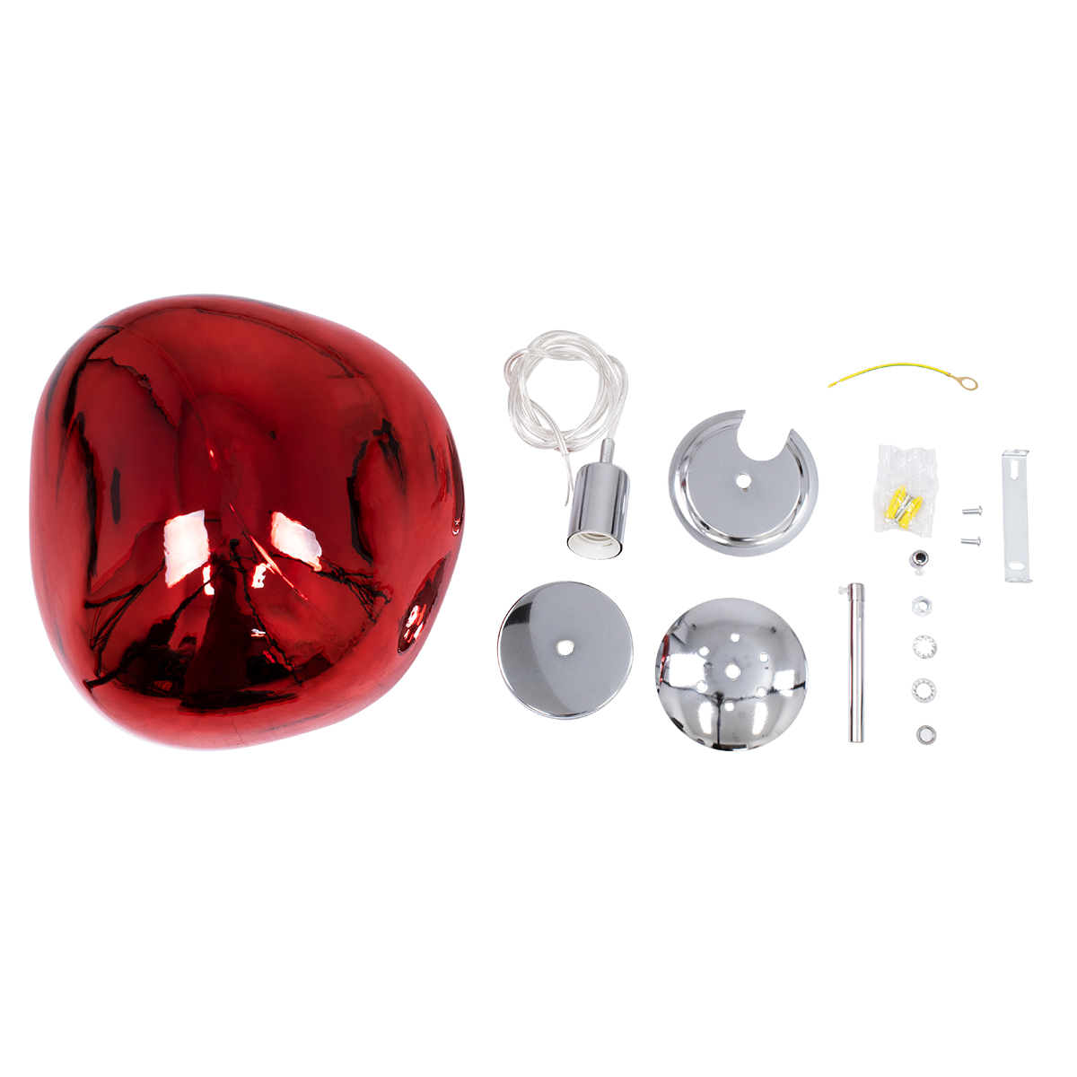 LEDTM® DIXAR 00763 Μοντέρνο Κρεμαστό Φωτιστικό Οροφής με Ντουί 1 x E27 AC 220-240V IP20 - Κόκκινο & Ασημί - Μ36 x Π36 x Υ45cm - Image 8