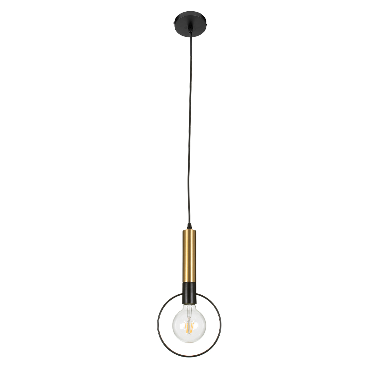 LEDTM® OLVERO 00772 Μοντέρνο Κρεμαστό Φωτιστικό Οροφής με Ντουί 1 x E27 AC 220-240V IP20 - Μαύρο & Χρυσό - Μ18 x Π4 x Y38cm - Image 4