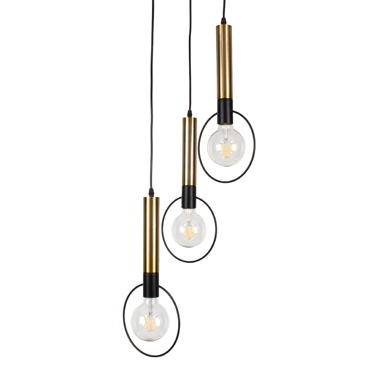 LEDTM® OLVERO 00773 Μοντέρνο Κρεμαστό Φωτιστικό Οροφής με Ντουί 3 x E27 AC 220-240V IP20 - Μαύρο & Χρυσό - Μ30 x Π30 x Y130cm - Image 4