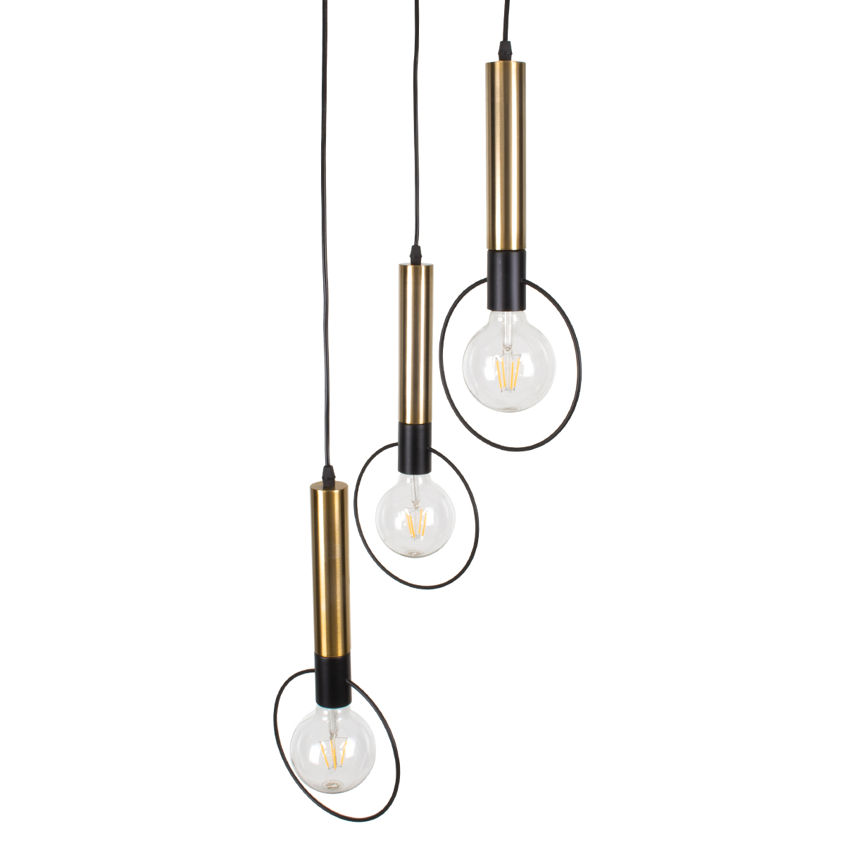 LEDTM® OLVERO 00773 Μοντέρνο Κρεμαστό Φωτιστικό Οροφής με Ντουί 3 x E27 AC 220-240V IP20 - Μαύρο & Χρυσό - Μ30 x Π30 x Y130cm - Image 5