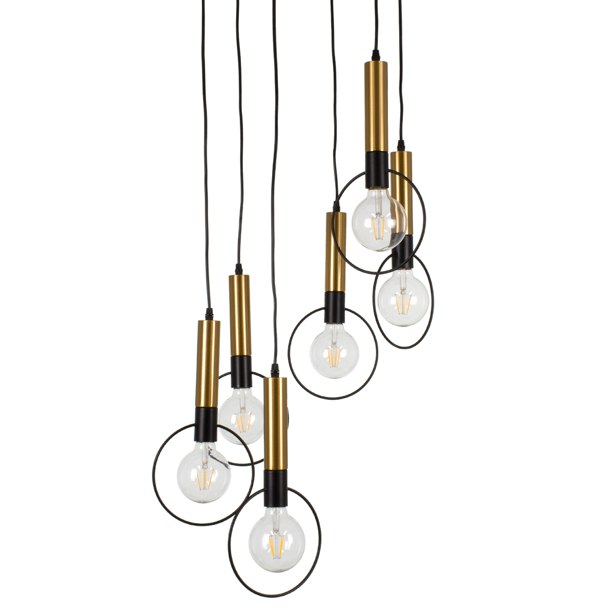 LEDTM® OLVERO 00774 Μοντέρνο Κρεμαστό Φωτιστικό Οροφής με Ντουί 6 x E27 AC 220-240V IP20 - Μαύρο & Χρυσό - Μ55 x Π55 x Y130cm - Image 5