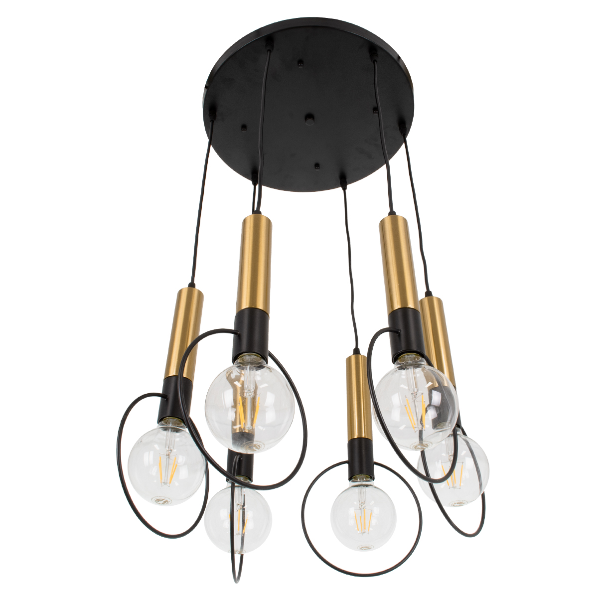 LEDTM® OLVERO 00774 Μοντέρνο Κρεμαστό Φωτιστικό Οροφής με Ντουί 6 x E27 AC 220-240V IP20 - Μαύρο & Χρυσό - Μ55 x Π55 x Y130cm - Image 7