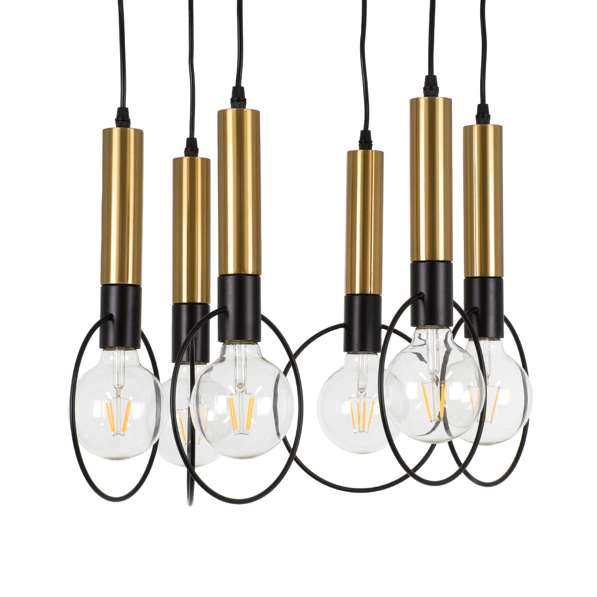 LEDTM® OLVERO 00774 Μοντέρνο Κρεμαστό Φωτιστικό Οροφής με Ντουί 6 x E27 AC 220-240V IP20 - Μαύρο & Χρυσό - Μ55 x Π55 x Y130cm - Image 8
