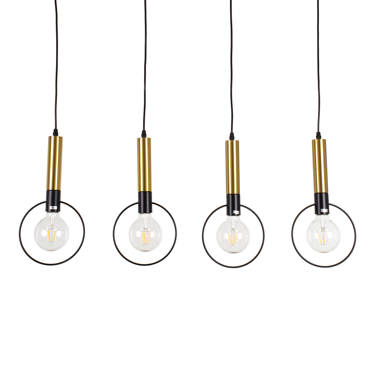 LEDTM® OLVERO 00775 Μοντέρνο Κρεμαστό Φωτιστικό Οροφής με Ντουί 4 x E27 AC 220-240V IP20 - Μαύρο & Χρυσό - Μ90 x Π18 x Y130cm - Image 5