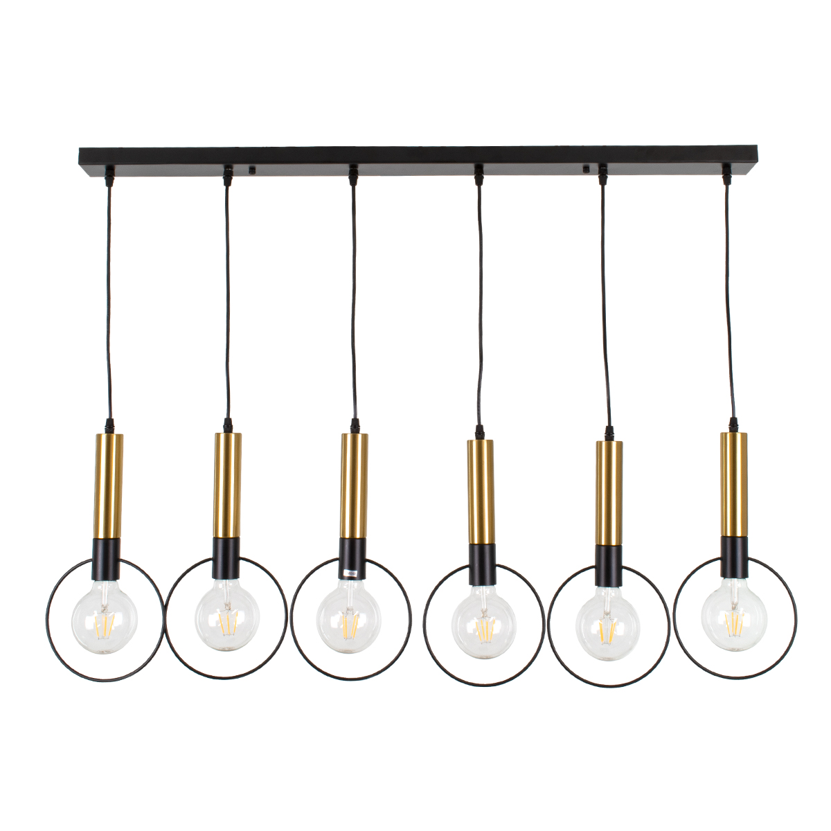 LEDTM® OLVERO 00776 Μοντέρνο Κρεμαστό Φωτιστικό Οροφής με Ντουί 6 x E27 AC 220-240V IP20 - Μαύρο & Χρυσό - Μ110 x Π18 x Y130cm - Image 4