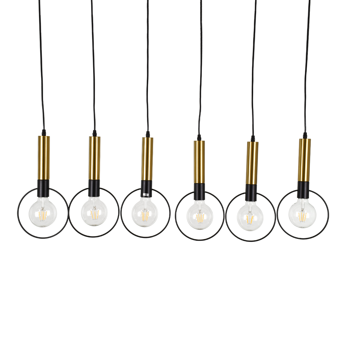 LEDTM® OLVERO 00776 Μοντέρνο Κρεμαστό Φωτιστικό Οροφής με Ντουί 6 x E27 AC 220-240V IP20 - Μαύρο & Χρυσό - Μ110 x Π18 x Y130cm - Image 6
