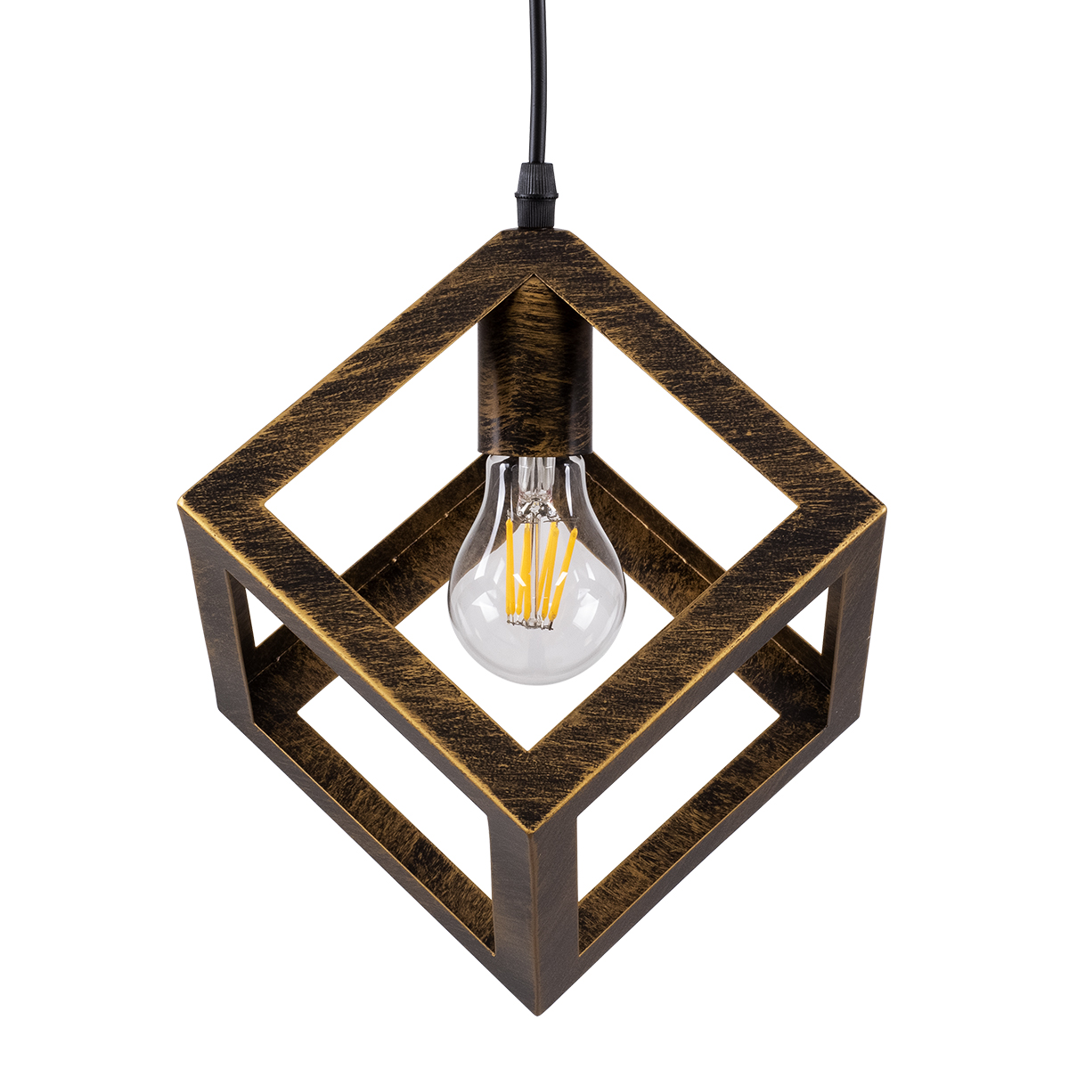 LEDTM® CUBE 00803 Μοντέρνο Κρεμαστό Φωτιστικό Οροφής με Ντουί 1 x E27 AC 220-240V IP20 - Χάλκινο Εφέ Σκουριάς - Μ25 x Π25 x Υ25cm - Image 5