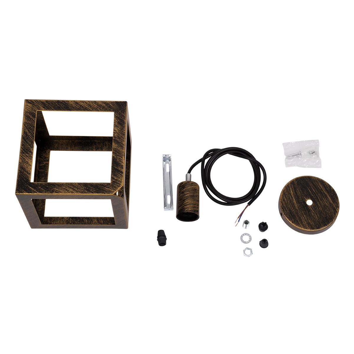 LEDTM® CUBE 00803 Μοντέρνο Κρεμαστό Φωτιστικό Οροφής με Ντουί 1 x E27 AC 220-240V IP20 - Χάλκινο Εφέ Σκουριάς - Μ25 x Π25 x Υ25cm - Image 8