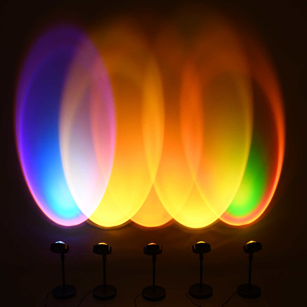 LEDTM® 00821 Μοντέρνο Minimal Επιδαπέδιο Φωτιστικό Μεταλλικό Μονόφωτο LED 12W DC 5V με Projector LENS Ειδικού Εφέ & Καλώδιο Τροφοδοσίας USB Rotation Head 180° RAINBOW GREEN - Image 10