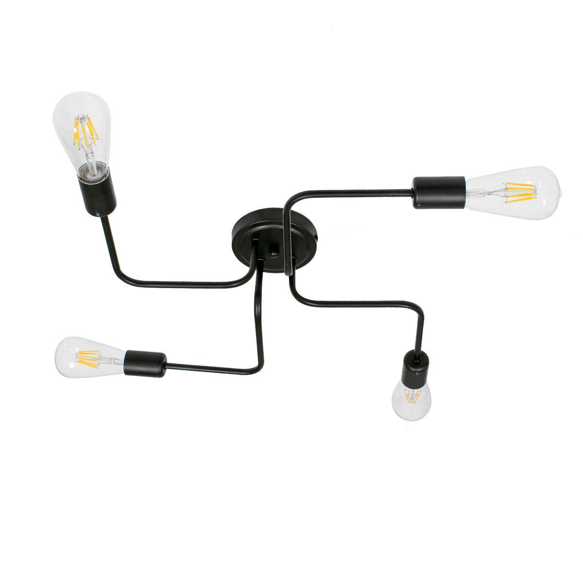 LEDTM® LIBERTA 00838 Vintage Φωτιστικό Οροφής με Ντουί 4 x E27 AC 220-240V IP20 - Μαύρο - Μ44.5 x Π44.5 x Υ12cm - Image 4