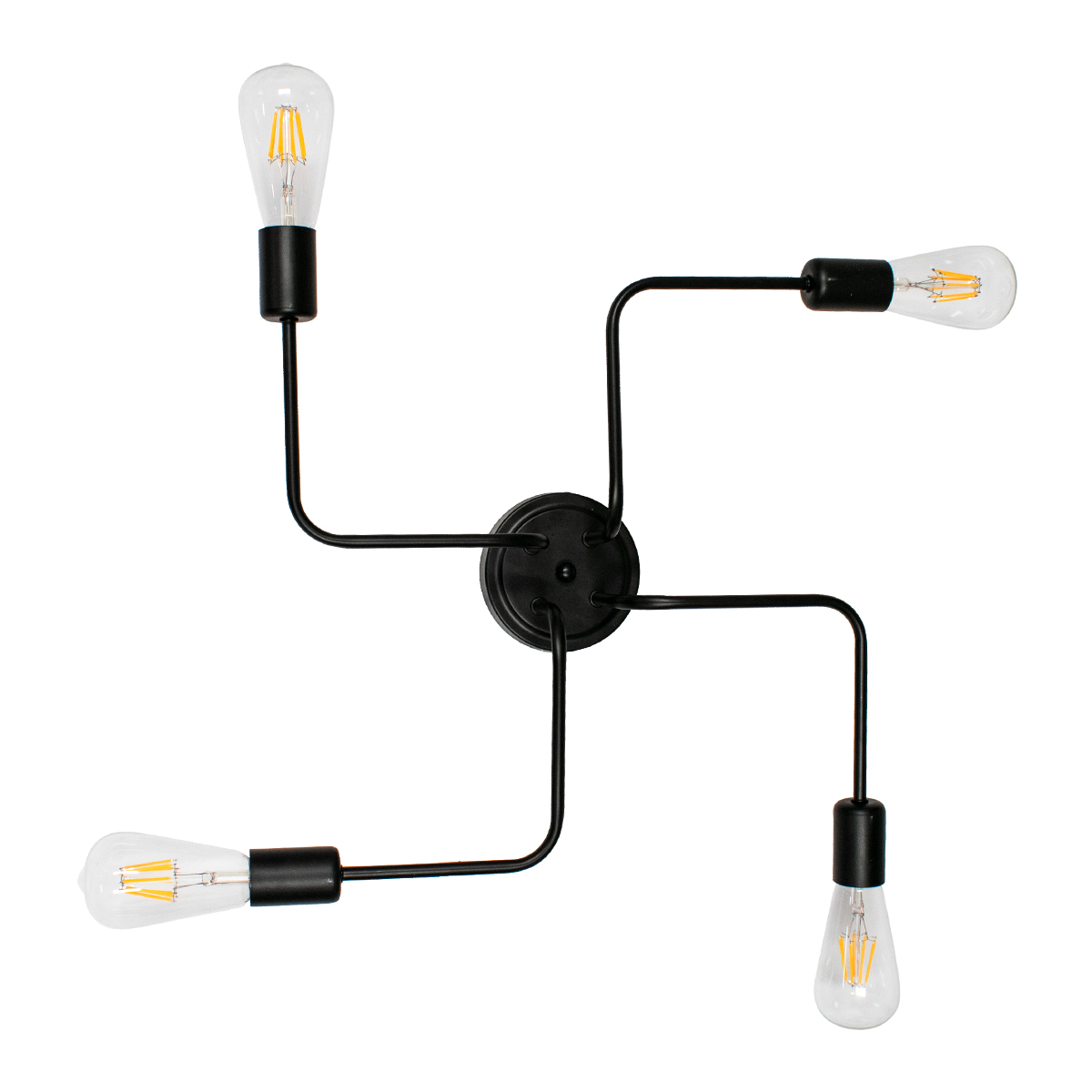 LEDTM® LIBERTA 00838 Vintage Φωτιστικό Οροφής με Ντουί 4 x E27 AC 220-240V IP20 - Μαύρο - Μ44.5 x Π44.5 x Υ12cm - Image 5