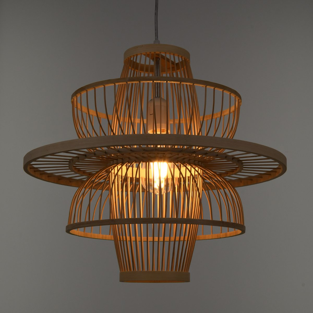 LEDTM® BALI 00861 Boho Κρεμαστό Φωτιστικό Οροφής με Ντουί 1 x E27 AC 220-240V IP20 - Μπεζ - Μ45 x Π45 x Υ42.5cm - Image 3
