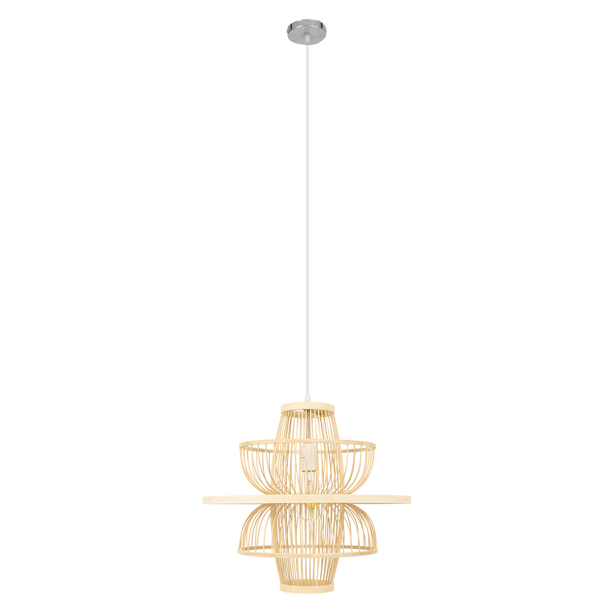 LEDTM® BALI 00861 Boho Κρεμαστό Φωτιστικό Οροφής με Ντουί 1 x E27 AC 220-240V IP20 - Μπεζ - Μ45 x Π45 x Υ42.5cm - Image 4