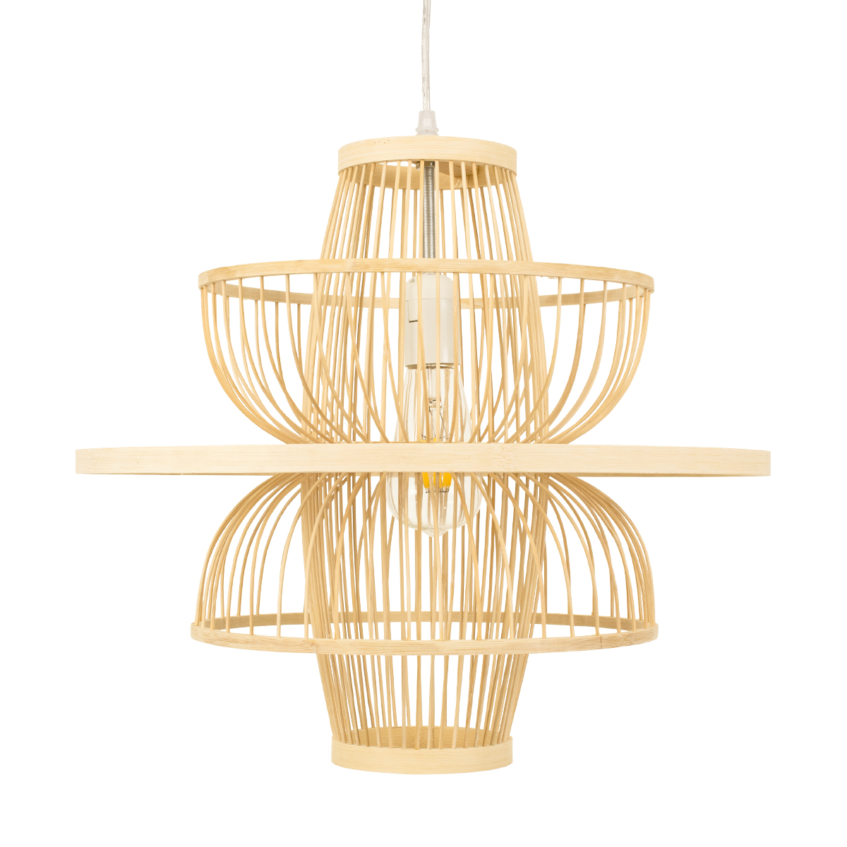 LEDTM® BALI 00861 Boho Κρεμαστό Φωτιστικό Οροφής με Ντουί 1 x E27 AC 220-240V IP20 - Μπεζ - Μ45 x Π45 x Υ42.5cm - Image 5