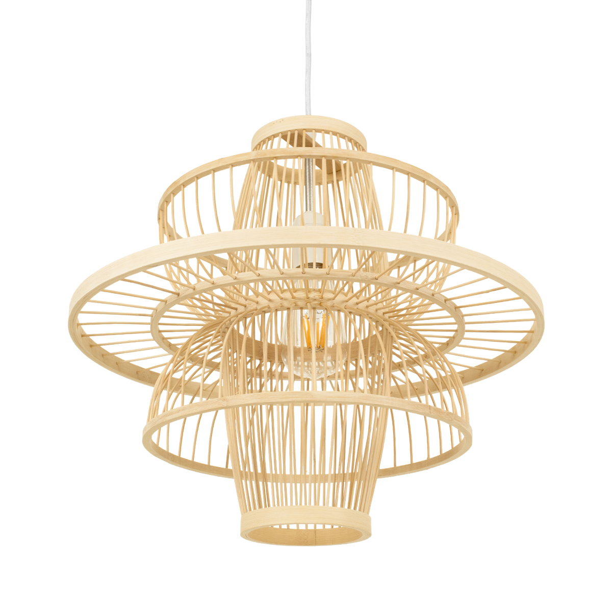 LEDTM® BALI 00861 Boho Κρεμαστό Φωτιστικό Οροφής με Ντουί 1 x E27 AC 220-240V IP20 - Μπεζ - Μ45 x Π45 x Υ42.5cm - Image 6