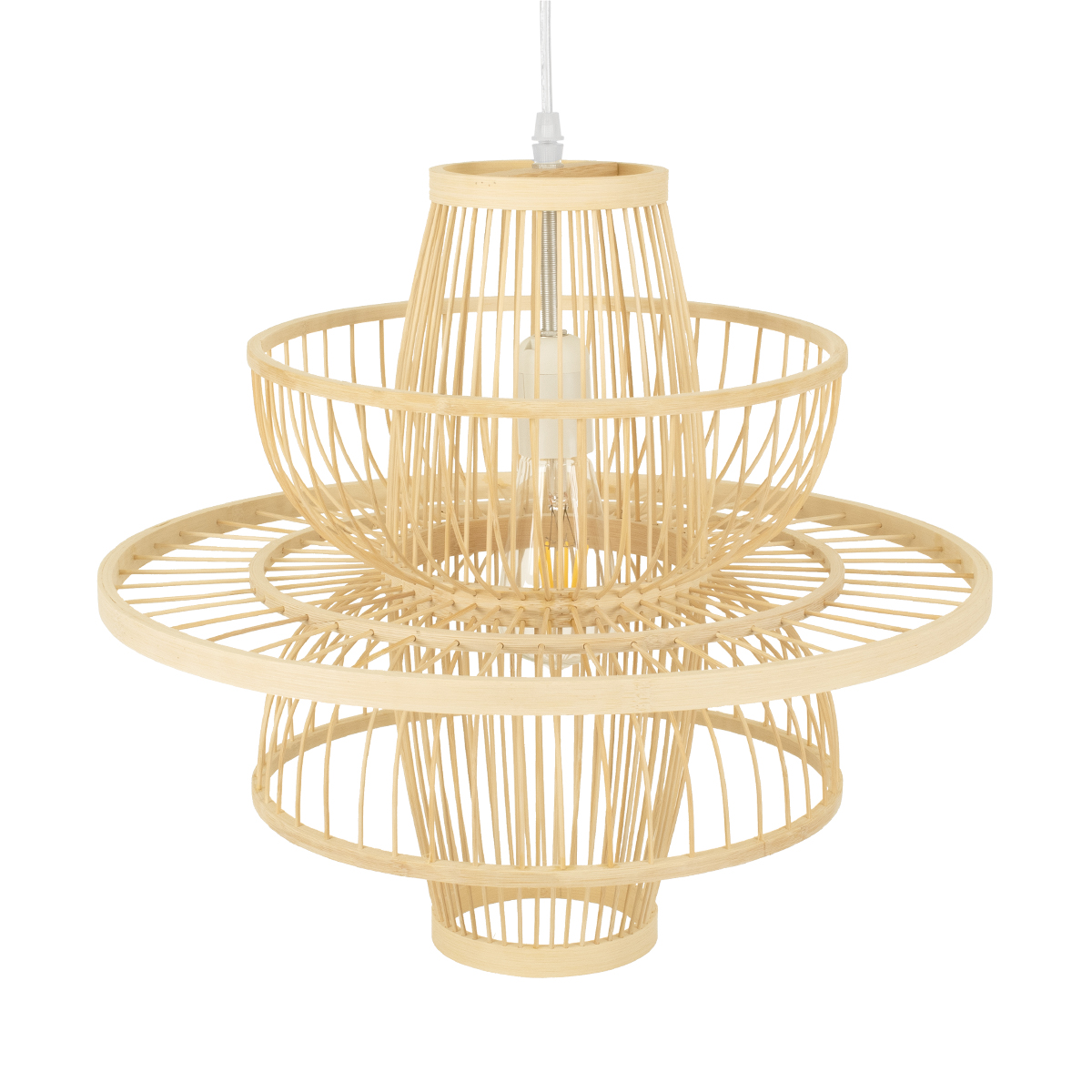 LEDTM® BALI 00861 Boho Κρεμαστό Φωτιστικό Οροφής με Ντουί 1 x E27 AC 220-240V IP20 - Μπεζ - Μ45 x Π45 x Υ42.5cm - Image 7