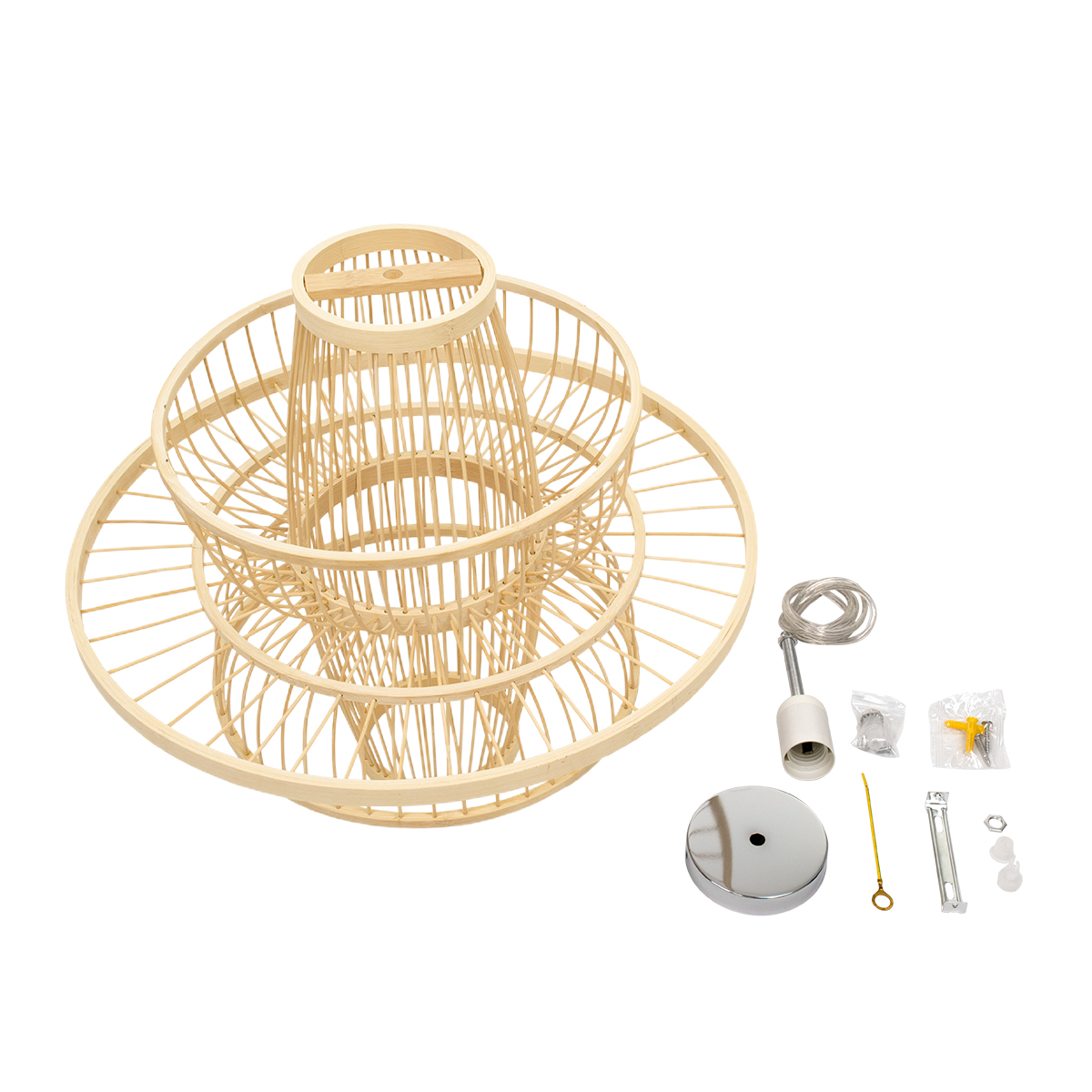 LEDTM® BALI 00861 Boho Κρεμαστό Φωτιστικό Οροφής με Ντουί 1 x E27 AC 220-240V IP20 - Μπεζ - Μ45 x Π45 x Υ42.5cm - Image 8