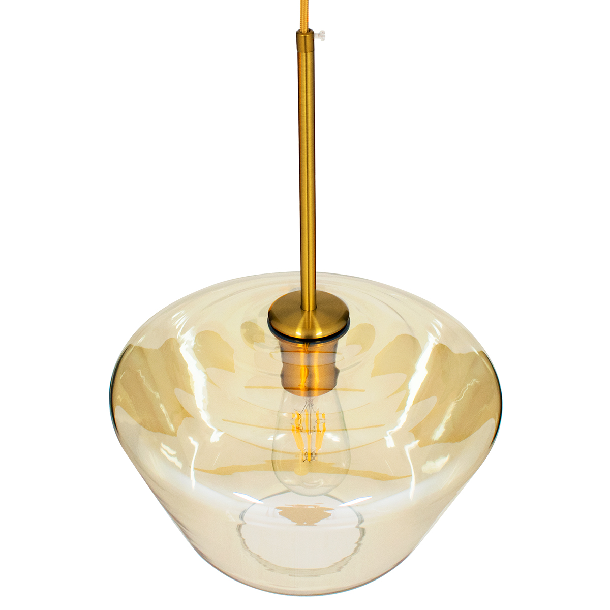 LEDTM® AMARIS 00870 Μοντέρνο Κρεμαστό Φωτιστικό Οροφής με Ντουί 1 x E27 AC 220-240V IP20 - Χρυσό & Μελί - Μ30 x Π30 x Y22cm - Image 6