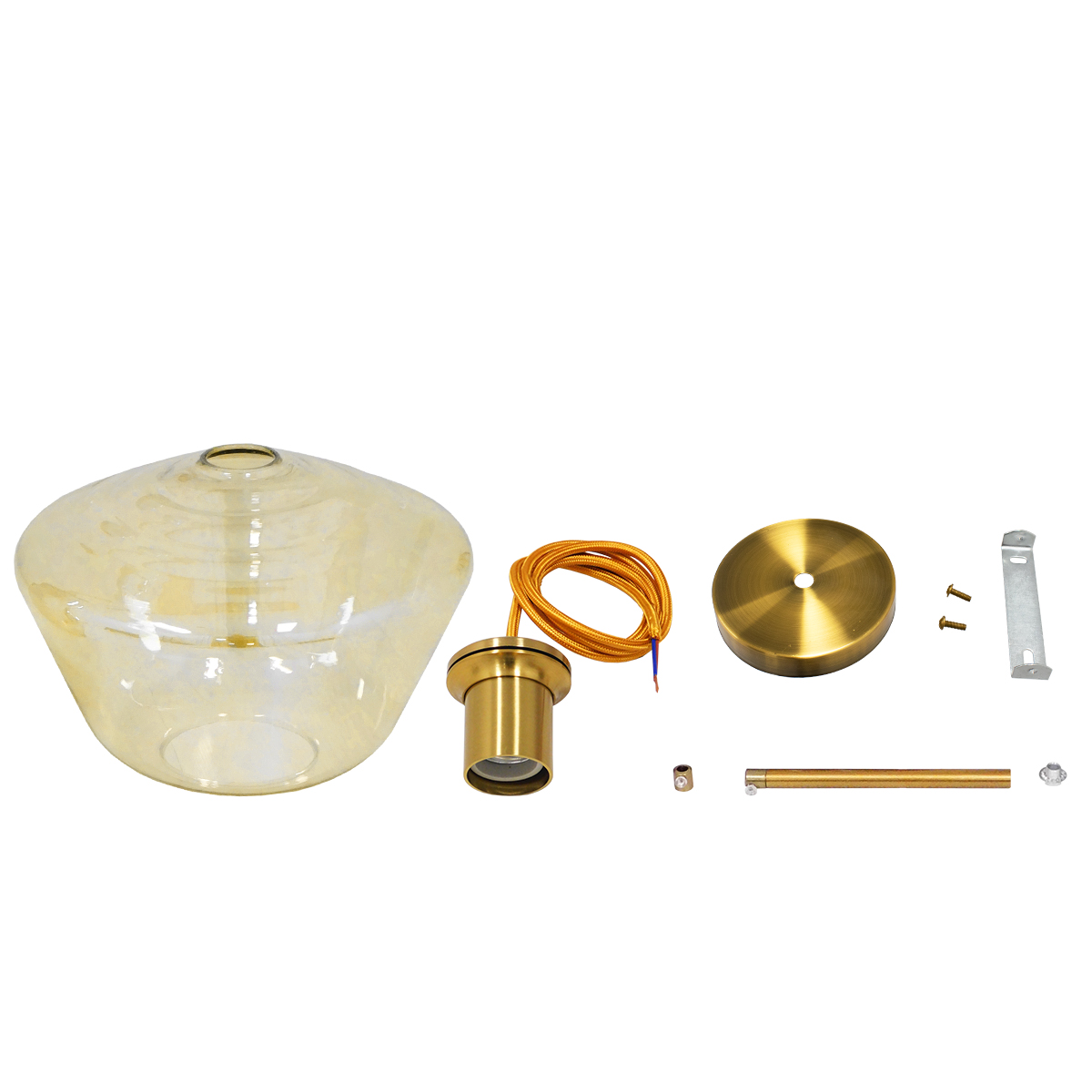 LEDTM® AMARIS 00870 Μοντέρνο Κρεμαστό Φωτιστικό Οροφής με Ντουί 1 x E27 AC 220-240V IP20 - Χρυσό & Μελί - Μ30 x Π30 x Y22cm - Image 7