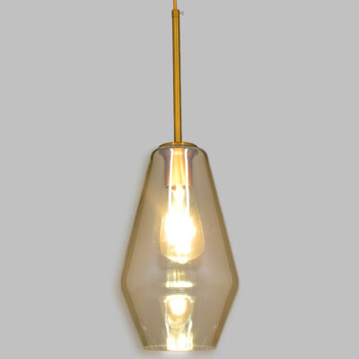 Alternative view of LEDTM® AMARIS 00871 Μοντέρνο Κρεμαστό Φωτιστικό Οροφής με Ντουί 1 x E27 AC 220-240V IP20 - Χρυσό & Μελί - Μ17 x Π17 x Υ30cm