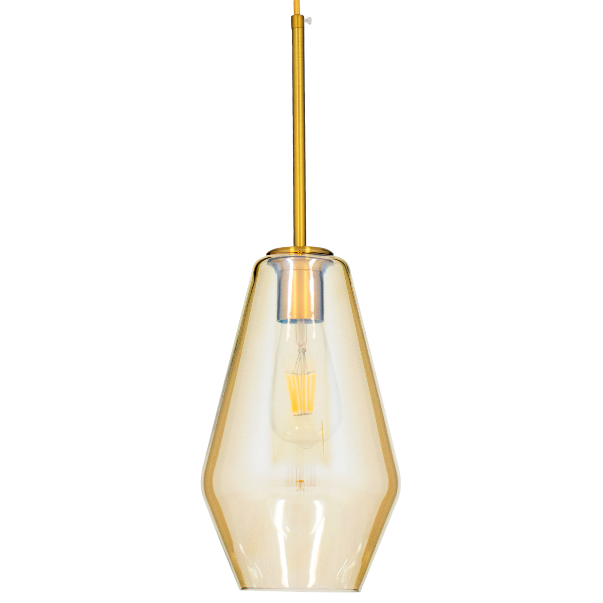 LEDTM® AMARIS 00871 Μοντέρνο Κρεμαστό Φωτιστικό Οροφής με Ντουί 1 x E27 AC 220-240V IP20 - Χρυσό & Μελί - Μ17 x Π17 x Υ30cm - Image 4