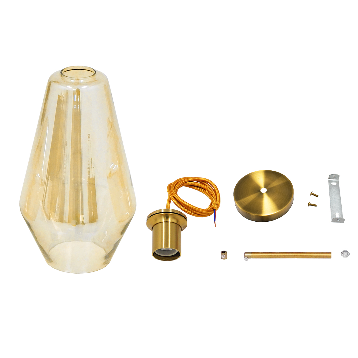 LEDTM® AMARIS 00871 Μοντέρνο Κρεμαστό Φωτιστικό Οροφής με Ντουί 1 x E27 AC 220-240V IP20 - Χρυσό & Μελί - Μ17 x Π17 x Υ30cm - Image 7