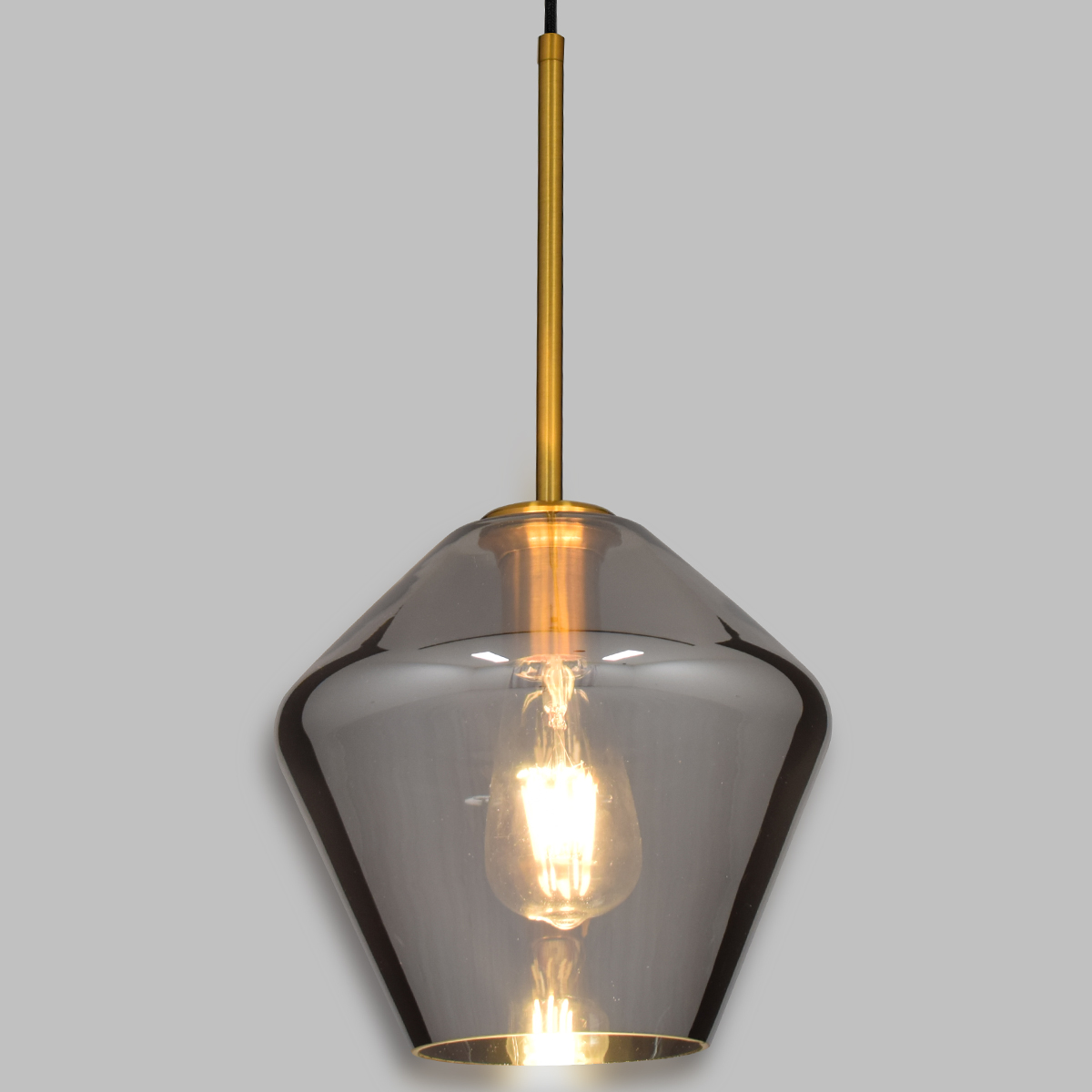 LEDTM® AMARIS 00872 Μοντέρνο Κρεμαστό Φωτιστικό Οροφής με Ντουί 1 x E27 AC 220-240V IP20 - Χρυσό & Μαύρο Φιμέ - Μ22 x Π22 x Y22cm - Image 2