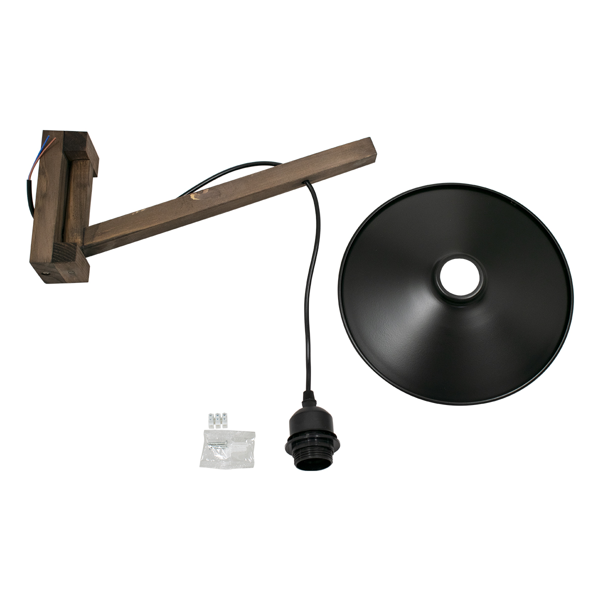 LEDTM® JONAS 00882 Vintage Φωτιστικό Τοίχου - Απλίκα με Ντουί 1 x E27 AC 220-240V IP20 - Καφέ & Μαύρο - Μ26 x Π50 x Υ50cm - Image 6