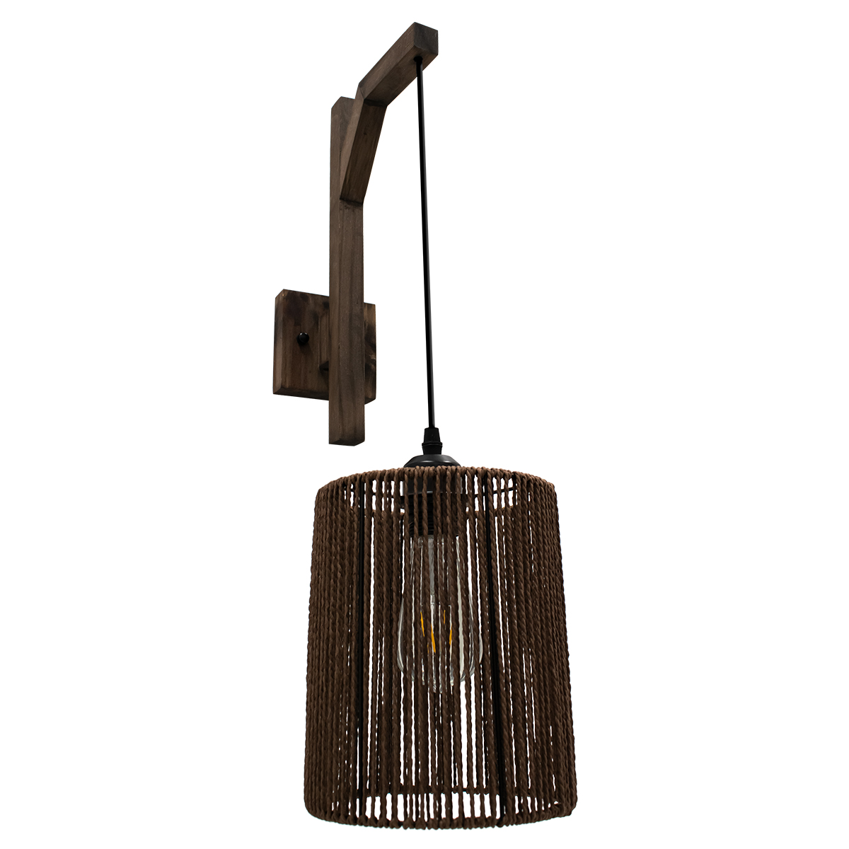 LEDTM® CASTI 00887 Boho Φωτιστικό Τοίχου - Απλίκα με Ντουί 1 x E27 AC 220-240V IP20 - Καφέ - Μ18 x Π30 x Υ75cm - Image 5