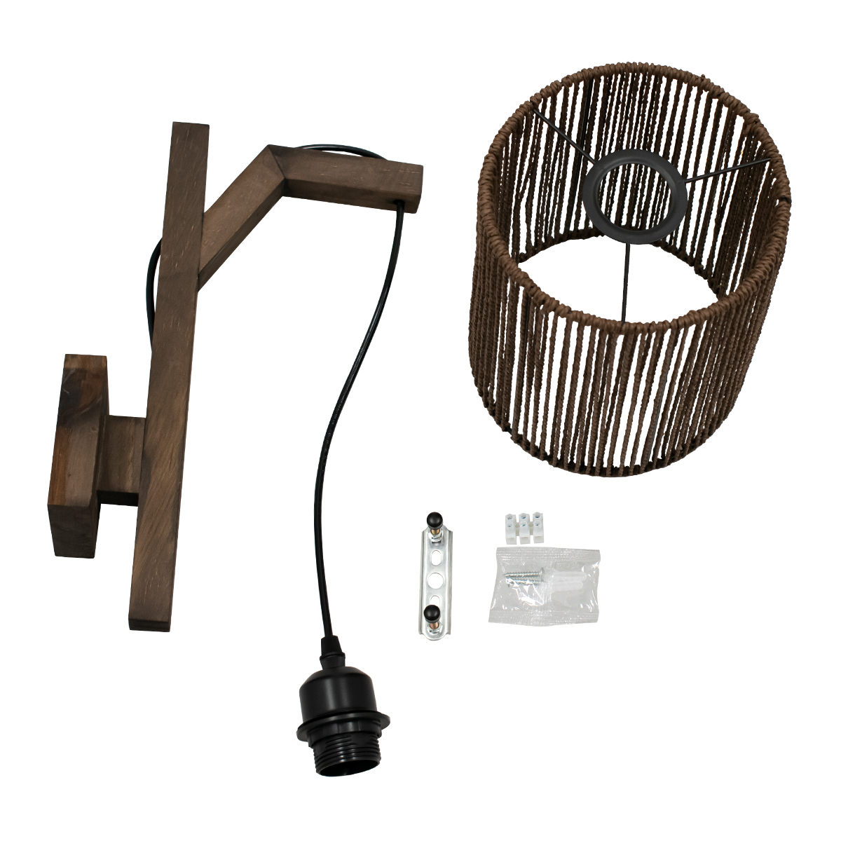LEDTM® CASTI 00887 Boho Φωτιστικό Τοίχου - Απλίκα με Ντουί 1 x E27 AC 220-240V IP20 - Καφέ - Μ18 x Π30 x Υ75cm - Image 6