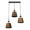 LEDTM® CEBU 00889 Vintage Κρεμαστό Φωτιστικό Οροφής με Ντουί 3 x E27 AC 220-240V IP20 - Καφέ & Μαύρο - Μ55.5 x Π18.5 x Y210cm - Image 3