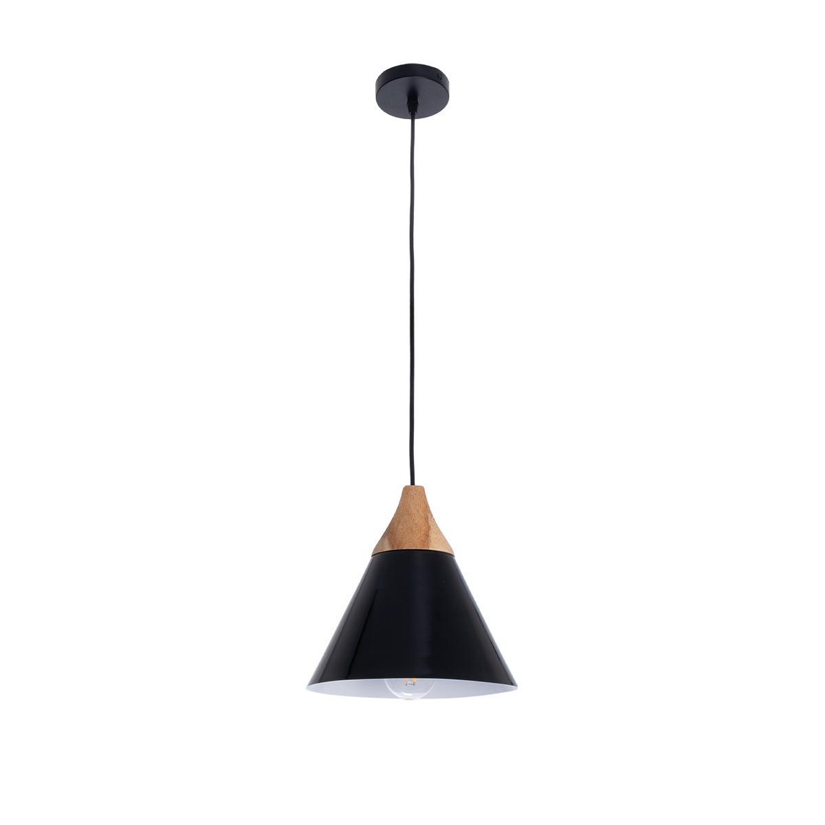 LEDTM® SHADE 00906 Μοντέρνο Κρεμαστό Φωτιστικό Οροφής με Ντουί 1 x E27 AC 220-240V IP20 - Μαύρο & Μπεζ - Μ23 x Π23 x Υ22cm - Image 3