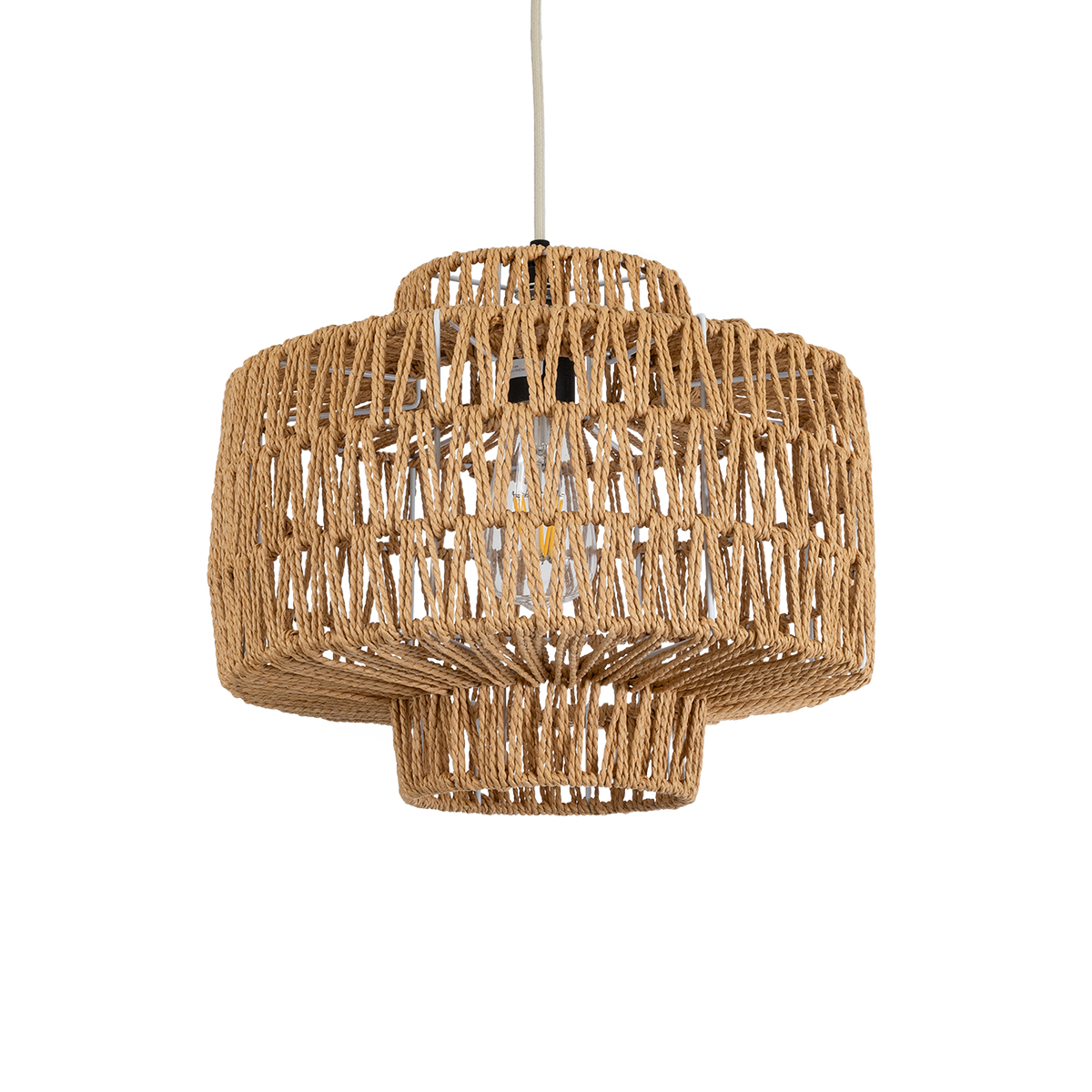 LEDTM® JENSON 00909 Boho Κρεμαστό Φωτιστικό Οροφής με Ντουί 1 x E27 AC 220-240V IP20 - Μπεζ - Μ33 x Π33 x Υ28cm - Image 2
