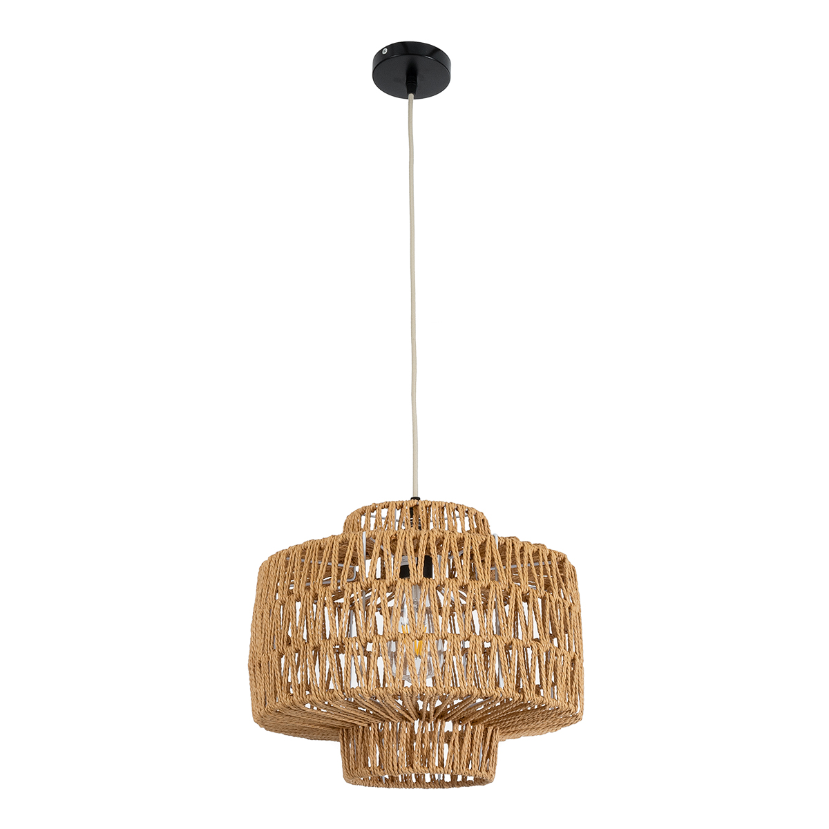 LEDTM® JENSON 00909 Boho Κρεμαστό Φωτιστικό Οροφής με Ντουί 1 x E27 AC 220-240V IP20 - Μπεζ - Μ33 x Π33 x Υ28cm - Image 4