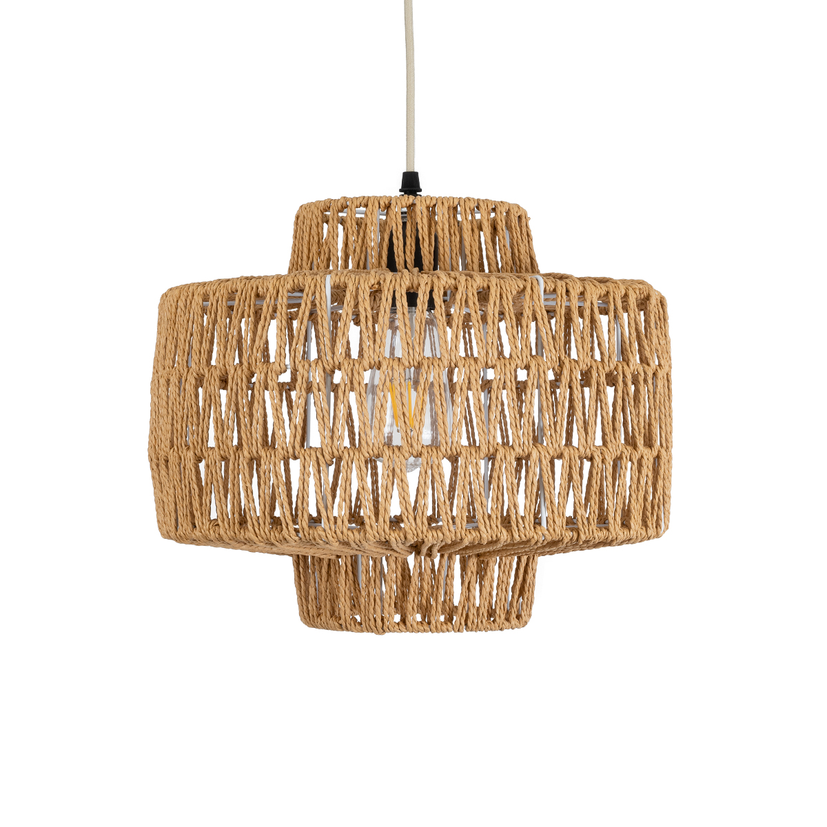LEDTM® JENSON 00909 Boho Κρεμαστό Φωτιστικό Οροφής με Ντουί 1 x E27 AC 220-240V IP20 - Μπεζ - Μ33 x Π33 x Υ28cm - Image 5