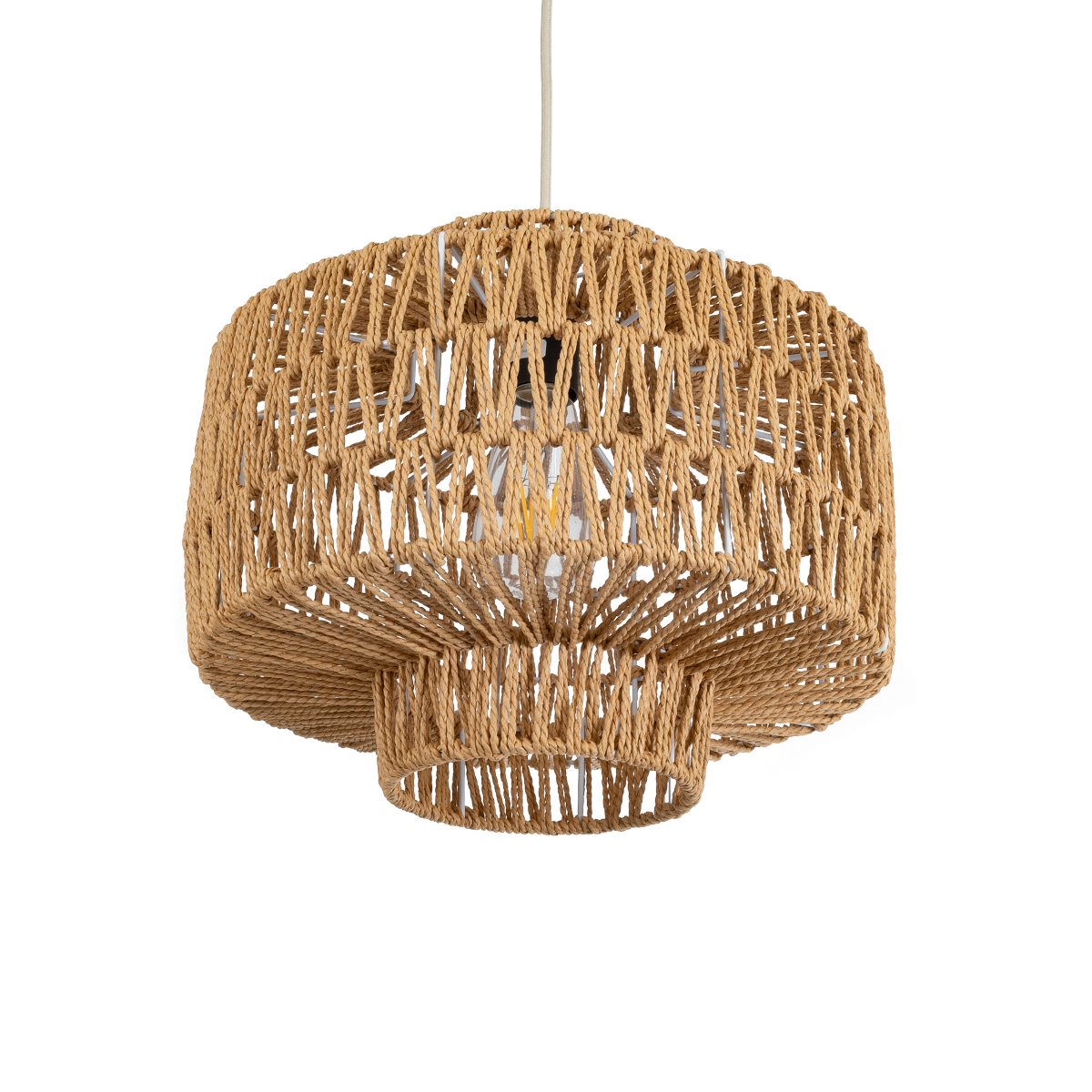 LEDTM® JENSON 00909 Boho Κρεμαστό Φωτιστικό Οροφής με Ντουί 1 x E27 AC 220-240V IP20 - Μπεζ - Μ33 x Π33 x Υ28cm - Image 6