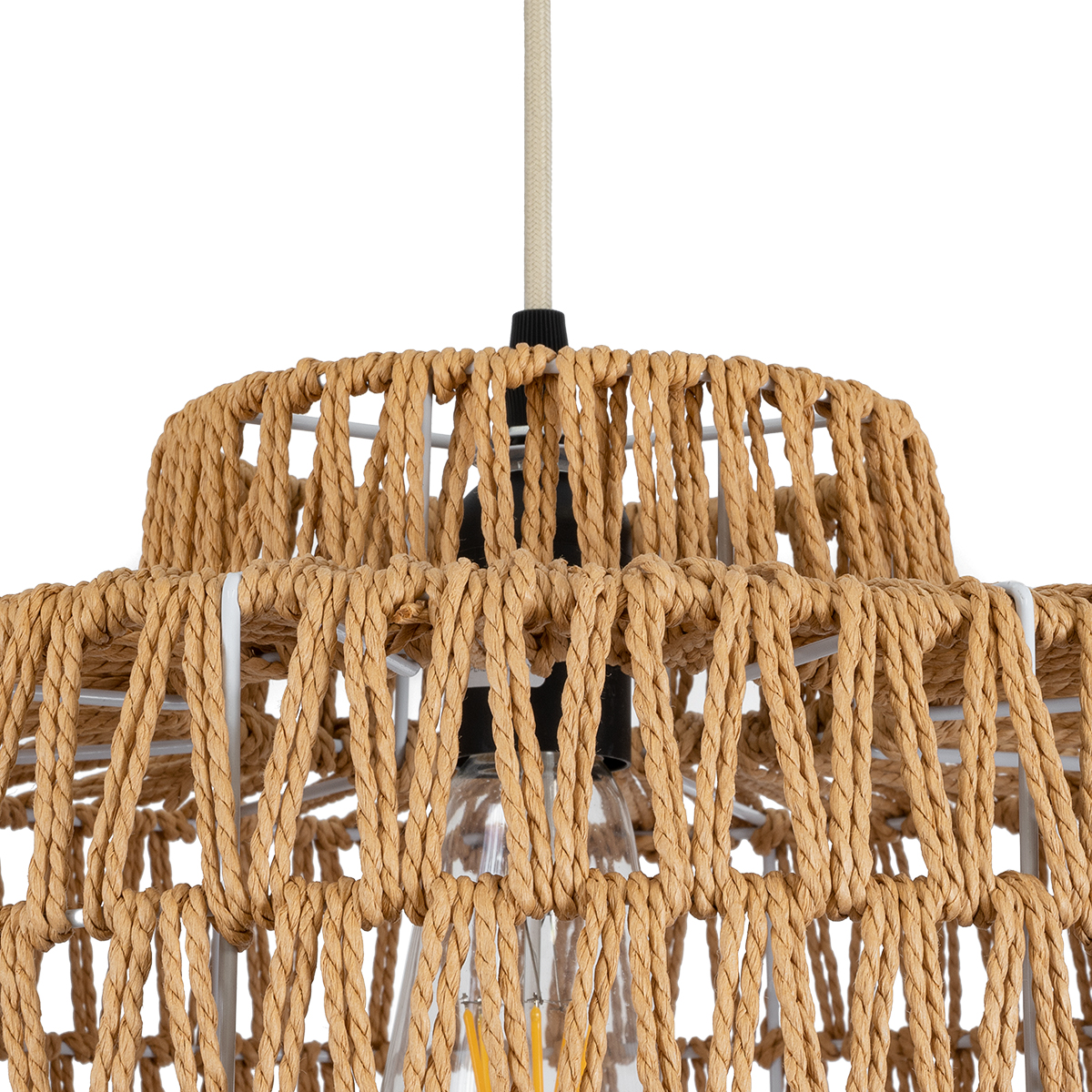 LEDTM® JENSON 00909 Boho Κρεμαστό Φωτιστικό Οροφής με Ντουί 1 x E27 AC 220-240V IP20 - Μπεζ - Μ33 x Π33 x Υ28cm - Image 8