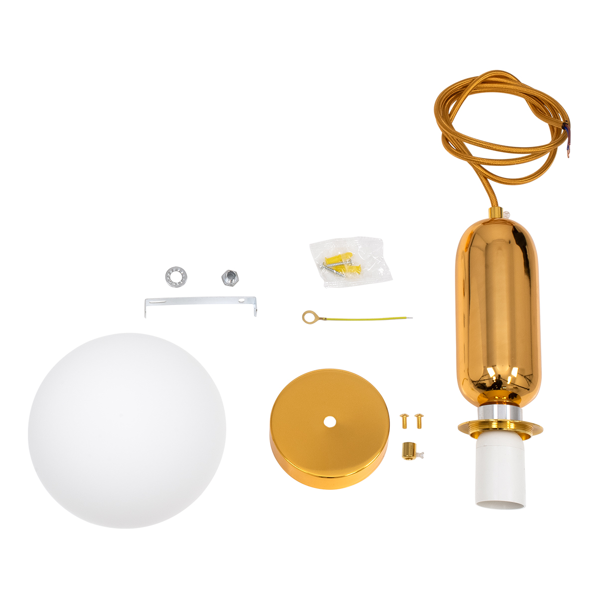 LEDTM® MAVERICK 00943 Μοντέρνο Κρεμαστό Φωτιστικό Οροφής με Ντουί 1 x E27 AC 220-240V IP20 - Χρυσό & Λευκό - Μ15 x Π15 x Υ33cm - Image 9