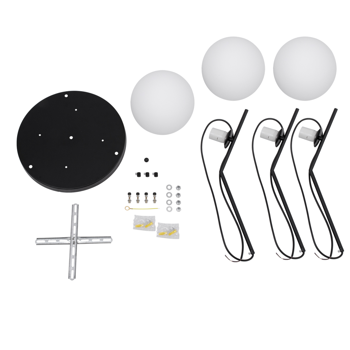 LEDTM® MONROE 00952 Μοντέρνο Κρεμαστό Φωτιστικό Οροφής με Ντουί 3 x E27 AC 220-240V IP20 - Μαύρο & Λευκό - Μ60 x Π60 x Υ50cm - Image 7
