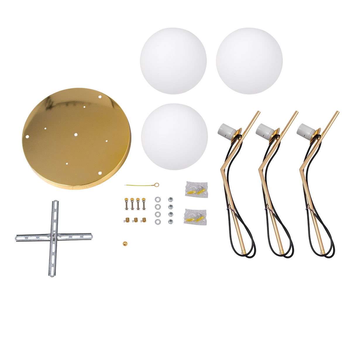 LEDTM® MONROE 00953 Μοντέρνο Κρεμαστό Φωτιστικό Οροφής με Ντουί 3 x E27 AC 220-240V IP20 - Χρυσό & Λευκό - Μ60 x Π60 x Υ50cm - Image 7