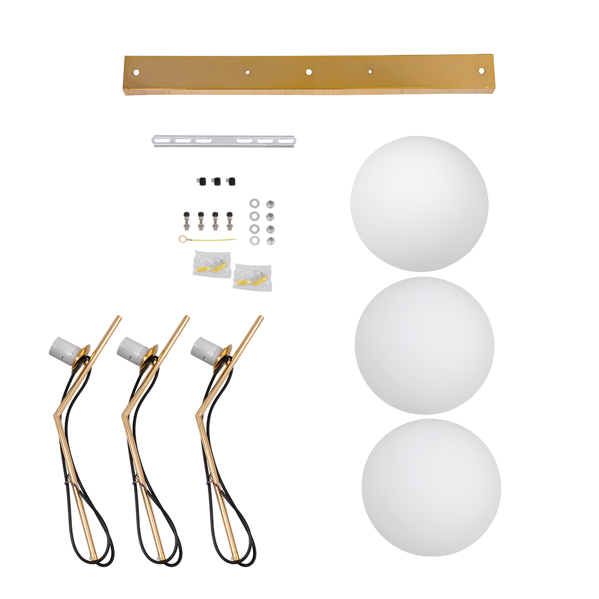 LEDTM® MONROE 00955 Μοντέρνο Κρεμαστό Φωτιστικό Οροφής με Ντουί 3 x E27 AC 220-240V IP20 - Χρυσό & Λευκό - Μ74 x Π25 x Υ50cm - Image 7
