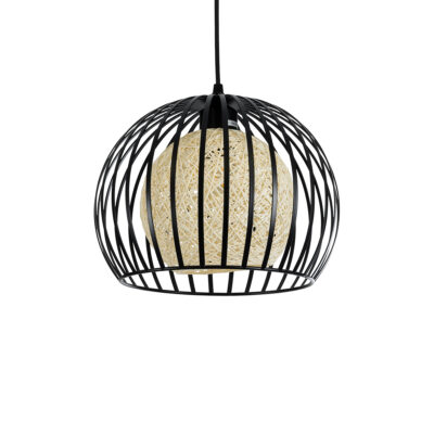 Alternative view of LEDTM® CARTER 00960 Μοντέρνο Κρεμαστό Φωτιστικό Οροφής με Ντουί 1 x E27 AC 220-240V IP20 - Μαύρο & Μπεζ - Μ28 x Π28 x Υ23cm