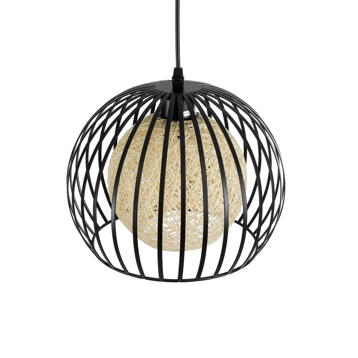 LEDTM® CARTER 00960 Μοντέρνο Κρεμαστό Φωτιστικό Οροφής με Ντουί 1 x E27 AC 220-240V IP20 - Μαύρο & Μπεζ - Μ28 x Π28 x Υ23cm - Image 7