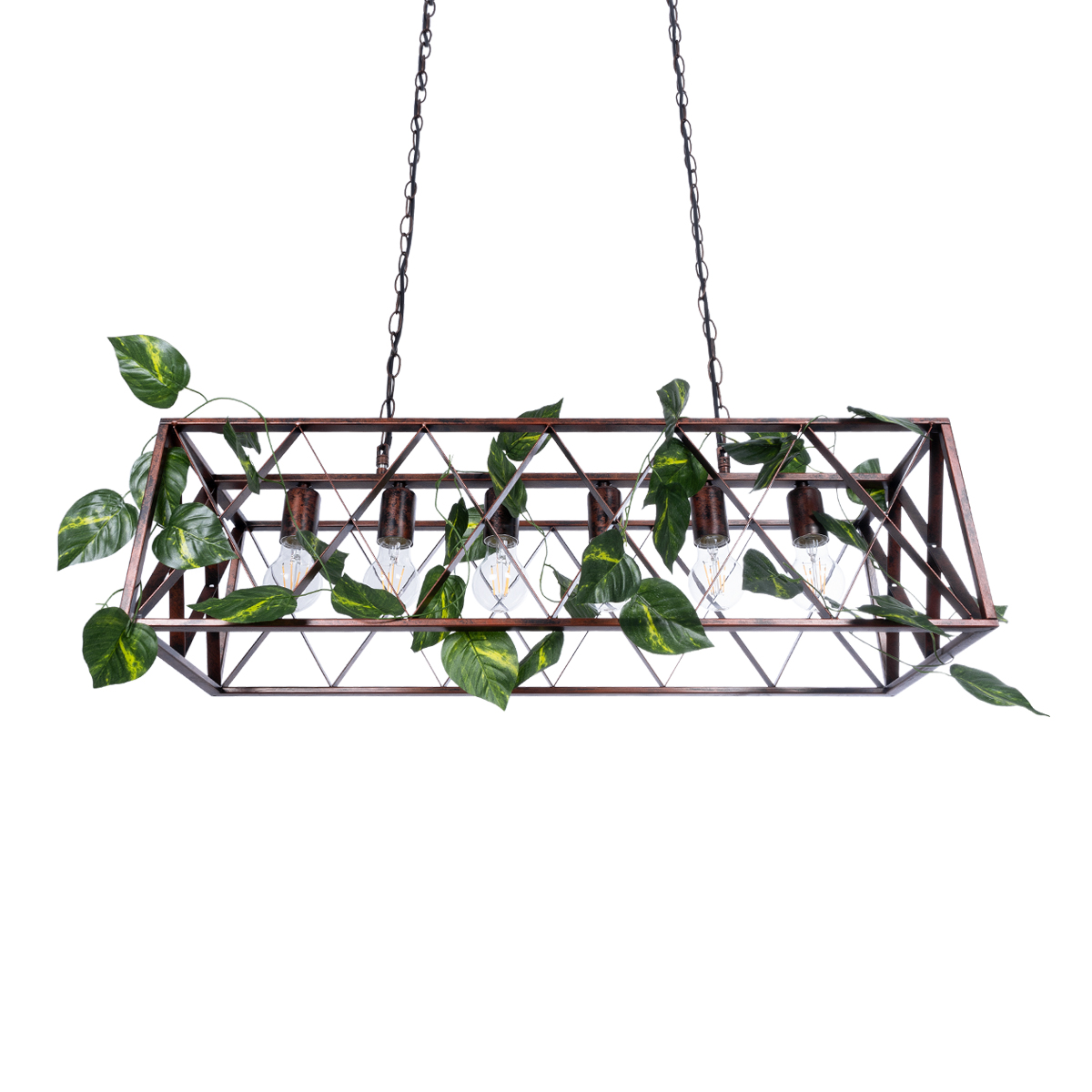 LEDTM® CLARITY 00963 Vintage Κρεμαστό Φωτιστικό Οροφής με Ντουί 6 x E27 AC 220-240V IP20 - Χάλκινο Εφέ Σκουριάς & Πράσινο - Μ78 x Π25 x Υ22cm - Image 6
