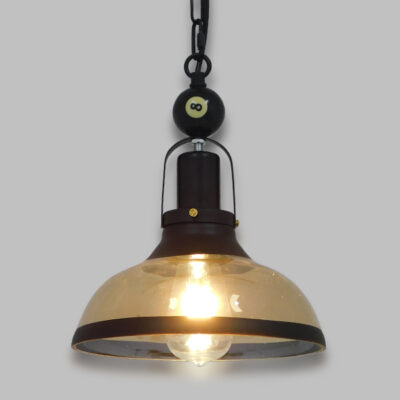 Alternative view of LEDTM® BILLIARD 00971 Vintage Κρεμαστό Φωτιστικό Οροφής με Ντουί 1 x E27 AC 220-240V IP20 - Mαύρο & Μελί - Μ25 x Π25 x Υ29cm